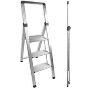 Escabeau marchepied 3 marches aluminium FACILITYS pro extra-slim pliable 150 kg hauteur travail 2,69 m gris