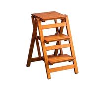 escabeau marchepied Tabouret D'escalier Portable Multifonctionnel À Trois Marches, Chaise D'escalier Pliante En Bois, Convient For La Cuisine, Le Bureau, La Chambre À Coucher petit(Light Walnut)