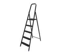 Escabeau ménager Pliable en Acier Noir 5 marches Design Selekta First