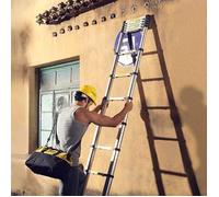 Escabeau Multifonctions & Echelle Télescopique Portable, 150kg Capacité, Pliable De 87cm à 3,8M, en aluminium