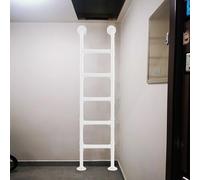 Escabeau mural en fer forgé blanc pour fenêtre, puits, lits superposés, loft, camping-car, sous-sol - 259,1 cm de hauteur, idéal pour une sortie sûre et un accès facile