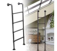 Escabeau mural pour grenier et sous-sol 4-8 marches en fer forgé et lits superposés Noir 99,1 cm