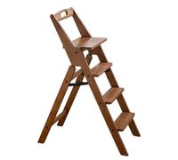 Escabeau Pliable 2 en 1 en Bambou à 3 ou 4 marches, léger et Portable, avec Large pédale antidérapante, idéal pour la Maison et Le Bureau(4-Step)