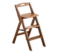 Escabeau Pliable 2 en 1 en Bambou à 3 ou 4 marches, léger et Portable, avec Large pédale antidérapante, idéal pour la Maison et Le Bureau(3-Step)