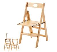 Escabeau pliable à 4 marches double usage, chaise échelle pliante en bois massif avec main courante, support de présentation pour fleurs