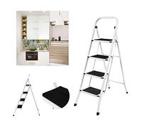 Escabeau pliable à 4 marches en acier antidérapant - Facile à transporter et à ranger - Pour la cuisine, la maison, le bureau, la peinture - Multifonction - Charge maximale : 150 kg