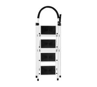 Escabeau Pliable en 4 Marches, Échelle Antidérapante avec Poignée, Robuste et Large Pédale, Multi-Usage pour Ménage et Bureau, Charge jusqu'à 150KG-133 x 74 x 39 cm - 4 marches (Blanc)