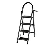Escabeau Pliable en 4 Marches, Échelle Antidérapante avec Poignée, Robuste et Large Pédale, Multi-Usage pour Ménage et Bureau, Charge jusqu'à 150KG-133 x 74 x 39 cm - 4 marches (Noir)