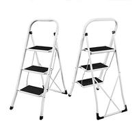 Escabeau Pliable en Acier 3 Marches Portable et Léger Charge Max 150KG Pour Ménage, Bureau, Peinture et Décoratif