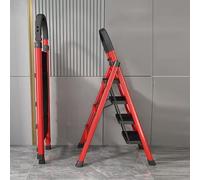 Escabeau Pliable en Acier Portable, échelle légère et de 3/4/5 marches, Pieds antidérapants, Structure Triangulaire, Ouverture/Fermeture Une Seule étape(4 Step)