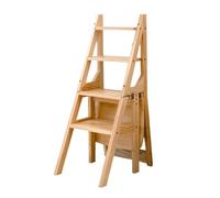 Escabeau pliable en bois 3 en 1 pour utilisation en intérieur et en extérieur, design peu encombrant