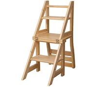 Escabeau pliable en bois à 3 marches avec fonctions de sécurité et support à fleurs