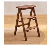 Escabeau pliable en bois à 3 marches - Marchepied multifonction 2 en 1 et étagère de présentation pour la maison, la cuisine, design antidérapant portable, parfait pour les sto et les plantes