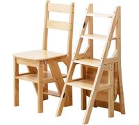 Escabeau pliable en bois massif, double usage pour bibliothèque, escalade et présentoir, design pliable peu encombrant