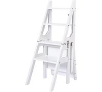 Escabeau pliable en bois massif pour bibliothèque, escabeau à 4 marches à double usage, escalier à 4 marches