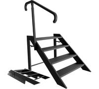 Escabeau Pliable, Escabeau 4 Marches Pliable, Marchepied Caravane avec Main Courante Réglable en Hauteur et Pieds Antidérapants, Marche Pied Pliant pour Maison, Camping-Car, Mobil-Home, Spa