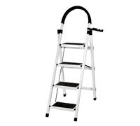 Escabeau Pliable, Escabeau Pliable avec Rampe, Grandes Marches, Petite Échelle Domestique pour La Cuisine, Facile à Utiliser, Capacité Charge 180kg,133 x 74 x 39 cm - 4 étapes (Blanc)