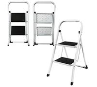 Escabeau pliable pliable - Échelle pliable - Échelle pliable - Échelle de ménage - Antidérapant - Pliable - Avec tapis en caoutchouc antidérapant - Charge maximale : 150 kg (2 niveaux)