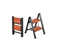 Escabeau Pliant 2 Marches 150 kg Acier Carbone Aluminium Noir
