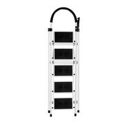 Escabeau Pliant 3/4/5 Marches, échelle Pliable Portable, Structure en Acier avec Pieds Antidérapants, Capacité de Charge Maximale 180kg, 152 x 87 x 39 cm - 5 étapes (Blanc)