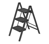 Escabeau Pliant 3 Marches, Charge Max. 150 kg, pour la Maison et le Bureau, Noir