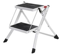 Escabeau pliant à 2 marches SONGMICS - Largeur de marche 20 cm - Charge 150 kg - Blanc et noir