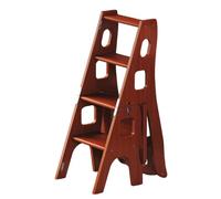 Escabeau Pliant à 4 Niveaux, escabeau Convertible en Bois, escabeau et siège de bibliothèque 2 en 1, Repose-Pieds Polyvalent pour la Maison, la Cuisine, Le Bureau et Le Salon(Rouge)