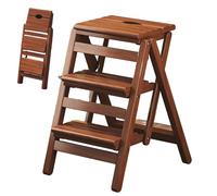 Escabeau pliant en bois à 3 marches, tabouret multifonctionnel, facile à transporter et à ranger, peu encombrant, idéal pour espace culinaire, les rampes intérieures et comme marchepied.(3 Steps)