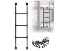 Escabeau pour Lits superposés de dortoir 119,4 cm, 125,7 cm, 132,1 cm, 150,9 cm, 200,7 cm, en Fer forgé Noir avec kit, escabeau Mural en métal pour Lits Jumeaux, pour Appartements