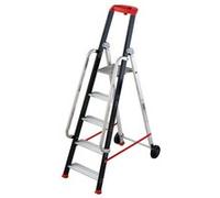 Escabeau professionnel de chantier roulant pliable en aluminium 5 marches Hailo G