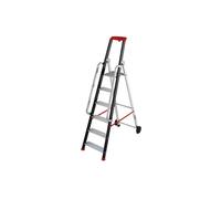 Escabeau professionnel de chantier roulant pliable en aluminium 6 marches