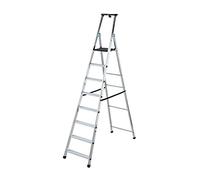 Escabeau 8 marches Hailo Professionnel, marchepied Aluminium Pliable, Plateforme PEHD Haute résistance 184cm, Hauteur Travail 384cm, Garantie 5 Ans