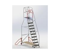 Escabeau roulant à immobilisation automatique charge 150 kg 10 marches Ht travail 4310 mm