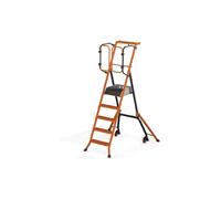 Escabeau Sécurisé PIRL Guardia 110 cm - Plateforme Roulante Légère avec Garde-Corps, Marches Antidérapantes et Bac à Outils Intégré