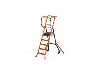 Escabeau Sécurisé PIRL Guardia 110 cm - Plateforme Roulante Légère avec Garde-Corps, Marches Antidérapantes et Bac à Outils Intégré