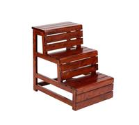 escabeau Tabouret d'escalier en bois à 3 étages, chaise échelle épaisse, banc d'escalade portable, adapté à la salle de bain, au bureau, à la chambre à coucher, à la cuisine escalera(Chestnut)
