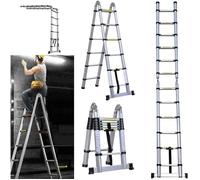 Escabeau télescopique 3 8 m avec barre de support antidérapante échelle multi-usages échelle en aluminium charge 150 kg é[55]