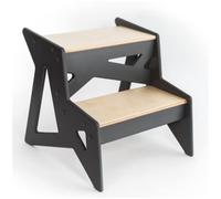 Escabeaux en Bois Chaise de Cuisine pour Enfant en Bas âge Banc pour Enfants Petite échelle Tabouret de Douche Enfant Salle de Bain escabeau lit en Bois escabeau Aide Cuisine (Gris géométrique)