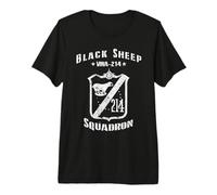 Escadron Black Sheep VMA-214 WWII Vintage T-Shirt Haut de Gamme