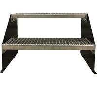 escalier 2 marches Modèle 1 Escalier acier indépendant Largeur 90 cm Hauteur 42 cm Anthracite sans rampe