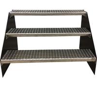 escalier 3 marches modèle 1 indépendant noir Escalier acier largeur 140 cm hauteur 63 cm sans rampe