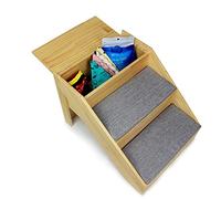 Escalier à 3 marches avec rangement, rampe en bois pour chiens de petite, moyenne et grande taille, 48,3 cm de haut pour lit grand/canapé/chevet intérieur, charge 60 kg