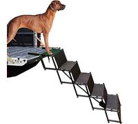 Escalier amélioré pour Chien, Cadre en métal, Pliable, Grande échelle, Rampe légère et Portable pour Voitures, SUV et lit Haut, 5 marches