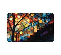 Escalier, arbre, taches lumineuses, symboles supernaturels, impression noire, 1 pièce serviette de plage surdimensionnée en velours peau de pêche à séchage rapide, 140 x 70 cm pour adultes, serviette