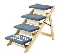VEVOR Escalier en bois pour animaux de compagnie, 4 marches, rampe escalier convertible 2 en 1 pour chiens de petites et grandes races, capacité charge 68 kg, pour accès aux lits, canapés, véhicules