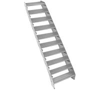 Escalier Caillebotis à 10 marches 600mm x 240 mm - Acier Galvanisé DIN 24537 - Hauteur totale 2000mm - Maille 20x25 mm - Résistant à la Corrosion EN ISO 1461 - Construction Bâtiment Sortie de Secours