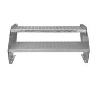 MonsterShop Escalier caillebotis 2 marches 900x240 mm Acier galvanisé DIN 24537 Hauteur 400 mm
