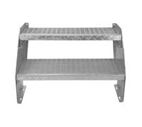 MonsterShop Escalier caillebotis 2 marches 600×240 mm – Acier galvanisé EN ISO 1461 – H400 mm