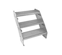 Escalier Caillebotis à 3 marches 600x 240mm Acier Galvanisé DIN 24537 EN ISO 146 Argent G