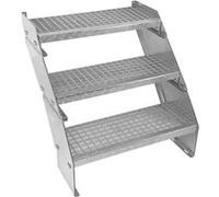 Escalier Caillebotis à 3 marches - MONSTERSHOP - Acier Galvanisé - Résistant aux intempéries
